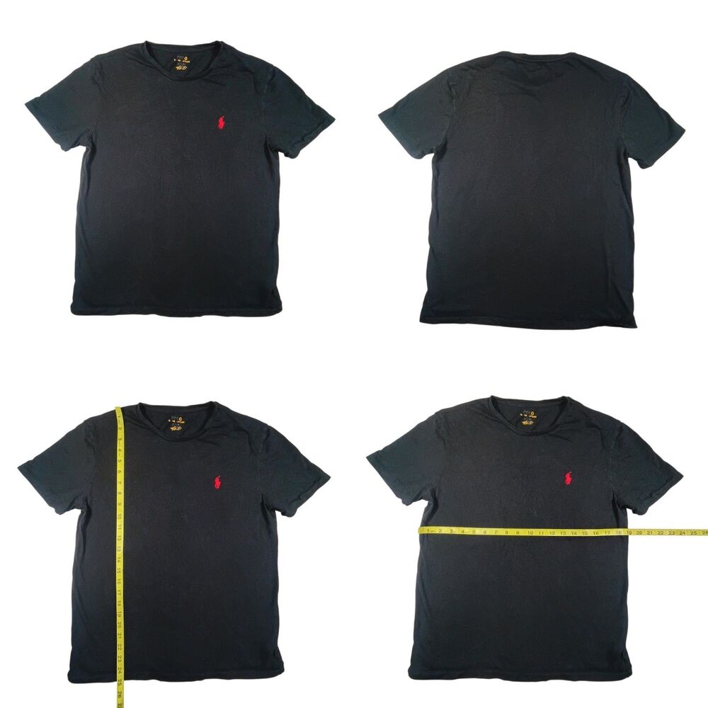 Polo Ralph Lauren Mens Black Sz Medium Custom Slim Fit Embroidered Logo T-Shirt